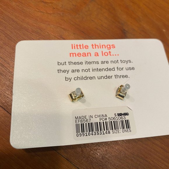 CrewCuts by J CREW SILVER CRYSTAL PAVE HEART EARRINGS NWT - Picture 2 of 3